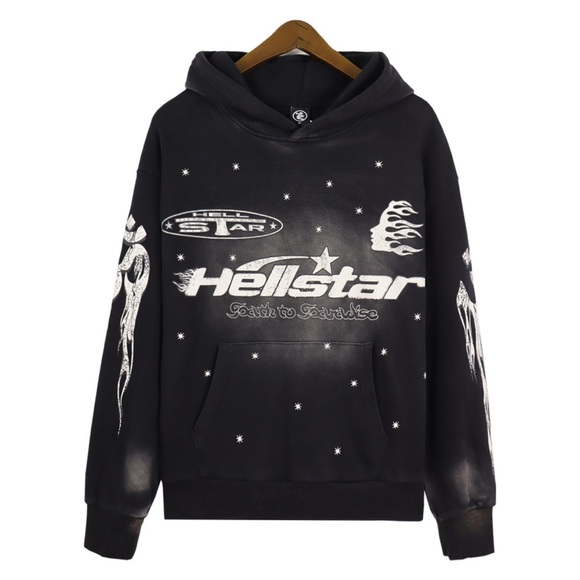 Hellstar Black Hoodie with Star Accents - Picture 5 of 8